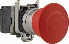 Schneider Electric - 22mm Mount Hole, Extended Mushroom Head, Pushbutton Switch Only - Round, Red Pushbutton, Nonilluminated, Trigger Action, Off, Shock and Vibration Resistant - A1 Tooling