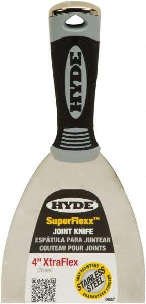 Hyde Tools - 4" Wide Spring Blade Stainless Steel Joint Knife - Flexible, Plastic Handle - A1 Tooling