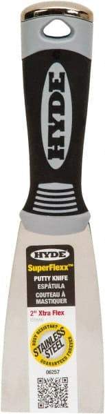 Hyde Tools - 2" Wide Spring Blade Stainless Steel Putty Knife - Flexible, Plastic Handle - A1 Tooling