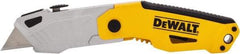 DeWALT - 1-1/4" Blade, 7-1/2" OAL, Utility Blade Folding Knife - 4-1/2" Closed Length, Metal, 3 Blades, 1 Edge - A1 Tooling