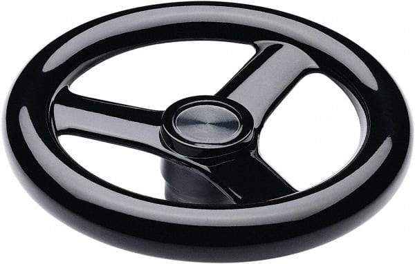 Elesa - 11.34", 3 Spoke Handwheel - 2.28" Hub, Duroplast, Black Glossy Finish - A1 Tooling