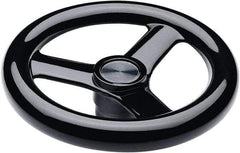 Elesa - 11.34", 3 Spoke Handwheel - 2.28" Hub, Duroplast, Black Glossy Finish - A1 Tooling