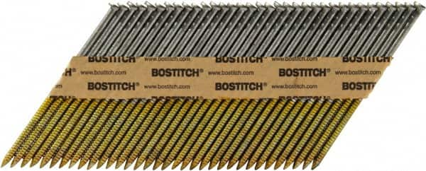 Stanley Bostitch - 11 Gauge 0.12" Shank Diam 3" Long Framing Nails for Power Nailers - Steel, Bright Finish, Ring Shank, Angled Stick Paper Tape Collation, Round Head - A1 Tooling