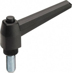 Elesa - 5/16-18, Glass Fiber Reinforced Technopolymer Adjustable Clamping Handle - 1-1/4" Stud Length, 2.87" OAL, 1.69" High - A1 Tooling