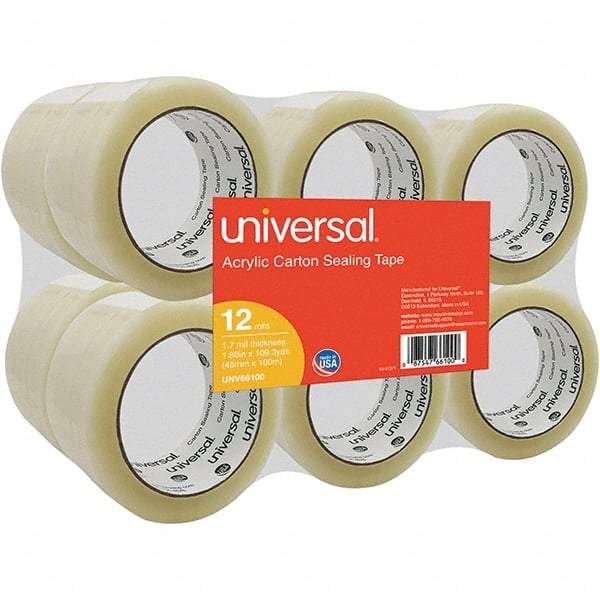 UNIVERSAL - 48mm Wide x 1.7mm Thick x 100m Long, 66100 Box Sealing & Label Protection Tape - Clear - A1 Tooling