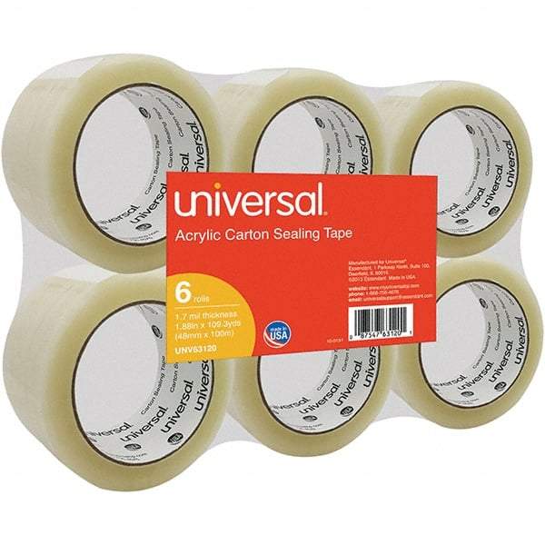 UNIVERSAL - 48mm Wide x 1.7mm Thick x 100m Long, 63120 Box Sealing & Label Protection Tape - Clear - A1 Tooling