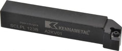 Kennametal - SCLP, Left Hand Cut, 5° Lead Angle, 3/4" Shank Height x 3/4" Shank Width, Positive Rake Indexable Turning Toolholder - 4-1/2" OAL, CP..32.5. Insert Compatibility, Series Screw-On - A1 Tooling