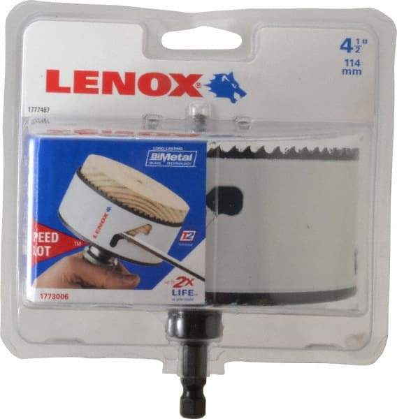 Lenox - 4-1/2" Diam, 1-1/2" Cutting Depth, Hole Saw - Bi-Metal Saw, Toothed Edge - A1 Tooling