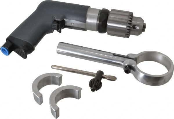 Ingersoll-Rand - 1/2" Reversible Keyed Chuck - Pistol Grip Handle, 900 RPM, 17 CFM, 0.4 hp, 90 psi - A1 Tooling