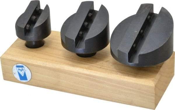 Made in USA - 3 Piece, 3/4" Shank Diam, 1-3/8" to 2-1/2" Max Head Diam, Straight Shank, Fly Cutter Set - 1 Bit Per Cutter, 3/8 to 1/2" Tool Bit, Multiple Head Diams, Includes Wood Block - A1 Tooling