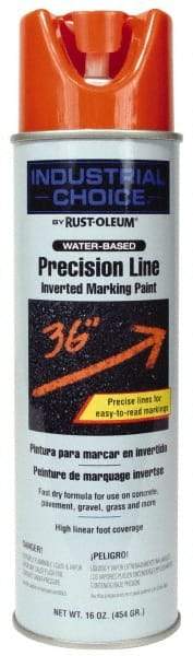 Rust-Oleum - 17 fl oz Orange Marking Paint - 600' to 700' Coverage at 1" Wide, Water-Based Formula - A1 Tooling