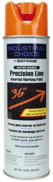 Rust-Oleum - 17 fl oz Orange Marking Paint - 600' to 700' Coverage at 1" Wide, Water-Based Formula - A1 Tooling