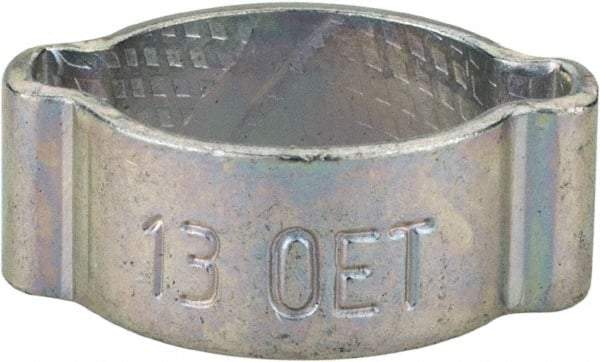 Oetiker - 10.8 to 13mm, Zinc-Plated 2-Ear Clamp - 1/2" Noml Size, 3.45mm Inner Width, 7mm Wide x 1mm Thick, Carbon Steel - A1 Tooling