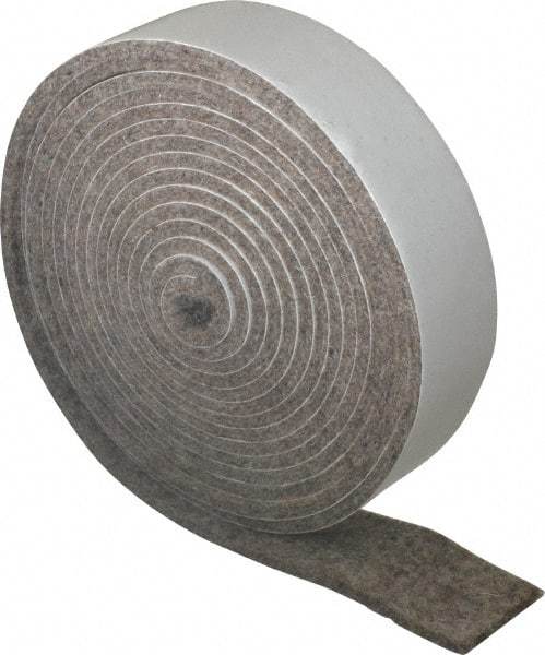 Made in USA - 1/8 Inch Thick x 1 Inch Wide x 10 Ft. Long, Felt Stripping - Gray, Adhesive Backing - A1 Tooling