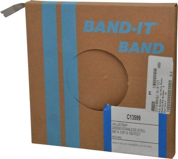 Made in USA - Grade 200 to 300, Stainless Steel Banding Strap Roll - 5/8" Wide x 0.015" Thick - A1 Tooling