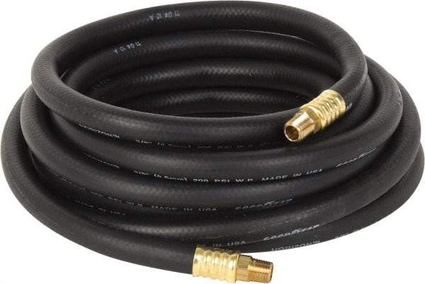 Continental ContiTech - 3/8" ID x 0.669" OD 25' Long Multipurpose Air Hose - MNPT x MNPT Ends, 200 Working psi, -40 to 190°F, 1/4" Fitting, Black - A1 Tooling