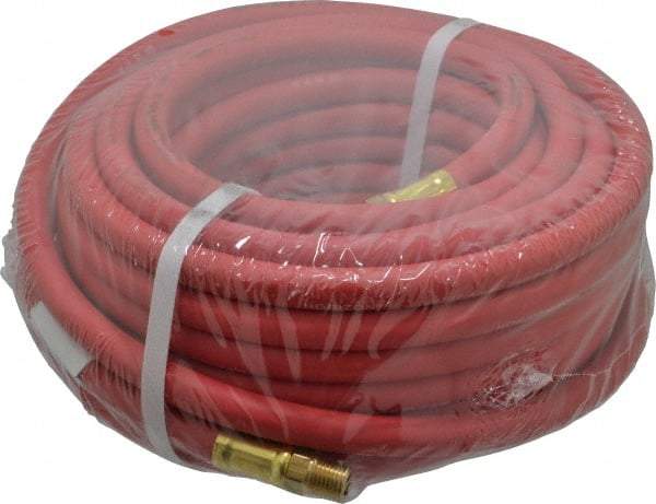 Continental ContiTech - 1/4" ID x 0.527" OD 50' Long Multipurpose Air Hose - MNPT x MNPT Ends, 250 Working psi, -40 to 190°F, 1/4" Fitting, Red - A1 Tooling