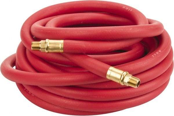 Continental ContiTech - 3/8" ID x 0.7" OD 25' Long Multipurpose Air Hose - MNPT x MNPT Ends, 250 Working psi, -40 to 190°F, 1/4" Fitting, Red - A1 Tooling