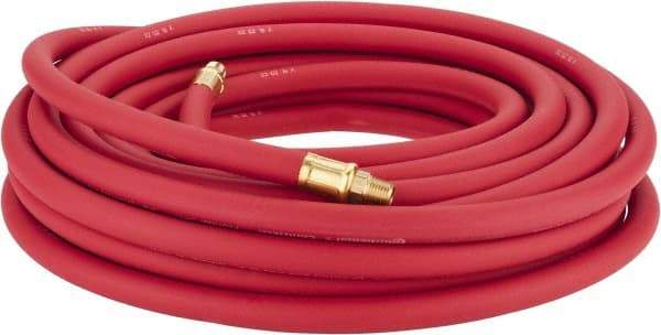 Continental ContiTech - 3/8" ID x 0.7" OD 50' Long Multipurpose Air Hose - MNPT x MNPT Ends, 250 Working psi, -40 to 190°F, 1/4" Fitting, Red - A1 Tooling