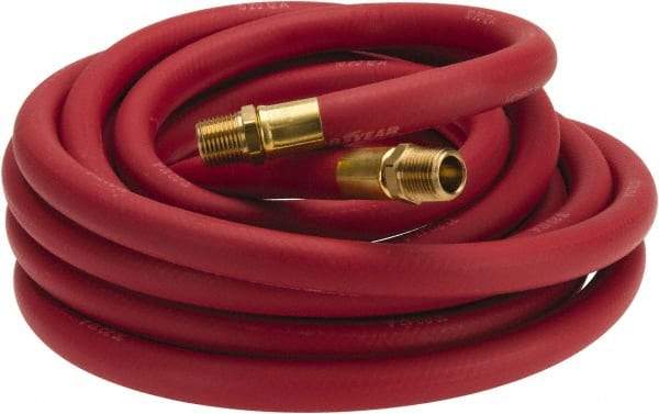 Continental ContiTech - 1/2" ID x 0.838" OD 25' Long Multipurpose Air Hose - MNPT x MNPT Ends, 250 Working psi, -40 to 190°F, 1/2" Fitting, Red - A1 Tooling