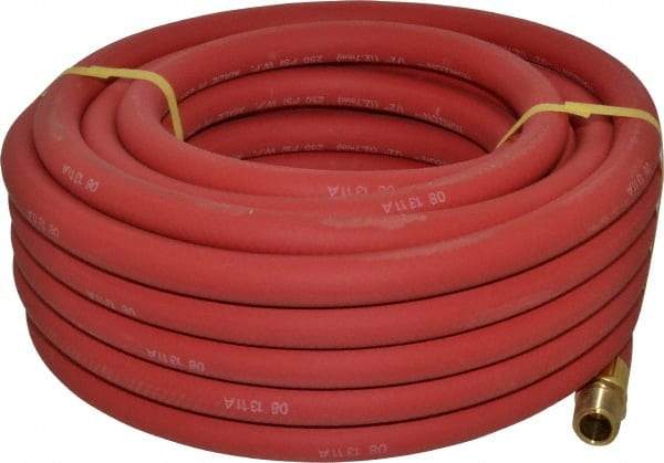 Continental ContiTech - 1/2" ID x 0.838" OD 50' Long Multipurpose Air Hose - MNPT x MNPT Ends, 250 Working psi, -40 to 190°F, 1/2" Fitting, Red - A1 Tooling