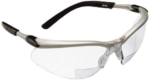 3M - +2.5, Clear Lenses, Scratch Resistant, Framed Magnifying Safety Glasses - UV Protection, Adjustable Temples, Silver/Black Plastic Frame, ANSI Z87.1-2010 - A1 Tooling