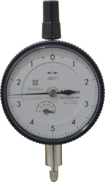 Mitutoyo - 0.05" Range, 0-5-0 Dial Reading, 0.0001" Graduation Dial Drop Indicator - 2-3/16" Dial, 0.01" Range per Revolution, 0.0002" Accuracy, Revolution Counter - A1 Tooling