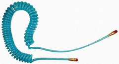 Coilhose Pneumatics - 3/8" ID, 1/4 Thread, 20' Long, Transparent Blue Polyurethane Coiled & Self Storing Hose - 200 Max psi, Male Swivel x Male Swivel - A1 Tooling