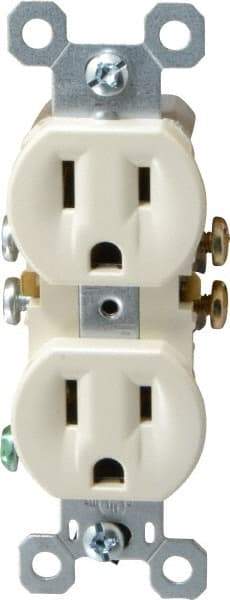 Pass & Seymour - 125 VAC, 15 Amp, 5-15R NEMA Configuration, Light Almond, Residential Grade, Self Grounding Duplex Receptacle - 1 Phase, 2 Poles, 3 Wire, Flush Mount - A1 Tooling