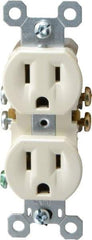 Pass & Seymour - 125 VAC, 15 Amp, 5-15R NEMA Configuration, Light Almond, Residential Grade, Self Grounding Duplex Receptacle - 1 Phase, 2 Poles, 3 Wire, Flush Mount - A1 Tooling