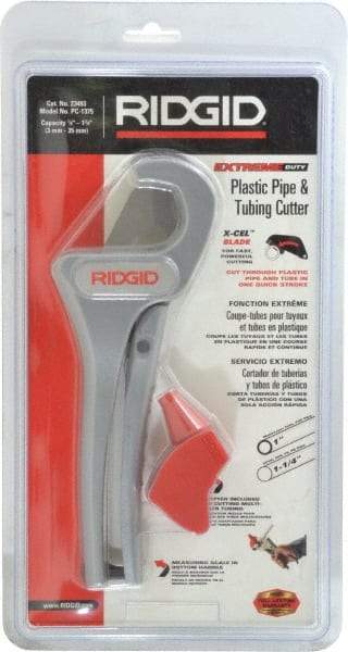 Ridgid - 1/8" to 1-3/8" Pipe Capacity, Single Stroke Cutter - Cuts Plastic, Rubber, PVC, CPVC - A1 Tooling