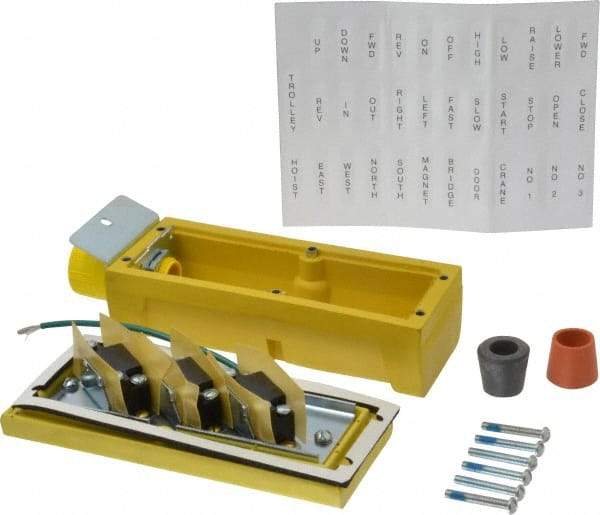 Woodhead Electrical - 3 Operator, Mushroom Head Pendant Control Station - No Legend, Momentary Switch, NO/NC Contact - A1 Tooling