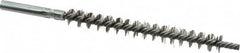 Schaefer Brush - 3" Brush Length, 5/16" Diam, Double Stem, Single Spiral Tube Brush - 4-1/2" Long, Stainless Steel, 8-32 Female Connection - A1 Tooling