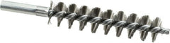 Schaefer Brush - 4" Brush Length, 15/16" Diam, Double Stem, Single Spiral Tube Brush - 6-1/4" Long, Stainless Steel, 12-24 Female Connection - A1 Tooling