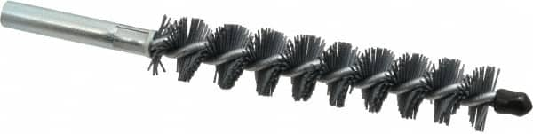 Schaefer Brush - 4" Brush Length, 3/4" Diam, Single Stem, Single Spiral Tube Brush - 6-1/4" Long, Silicone Carbide Impregnated Nylon, 12-24 Female Connection - A1 Tooling