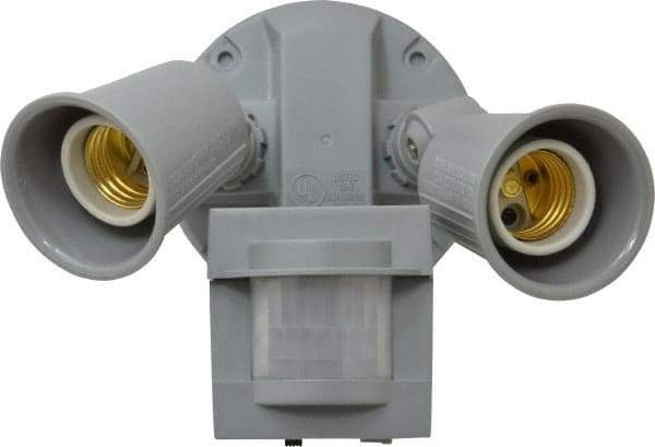 Heath/Zenith - 2 Head, 60 Ft. Detection, 110° Angle, Halogen Lamp Motion Sensing Light Fixture - 300 Watt, Plastic Gray Housing, Wall and Eave Mounted, 6.9 Inch Long x 3-1/4 Inch Wide x 6.1 Inch High - A1 Tooling