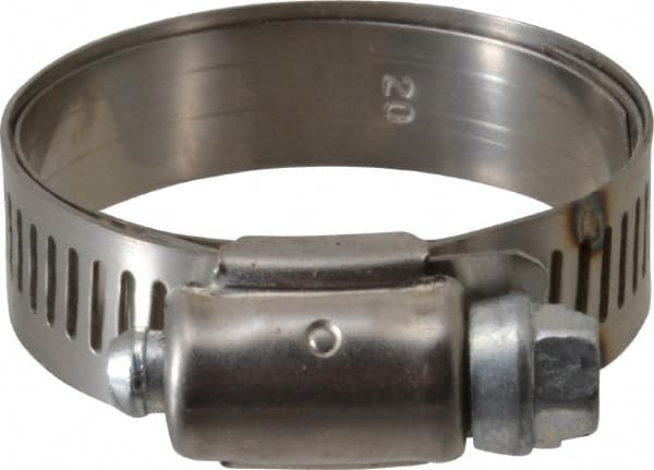 IDEAL TRIDON - SAE Size 20, 1 to 1-3/4" Diam, Stainless Steel Shielded Worm Drive Clamp - Material Grade 201, Series 613 - A1 Tooling