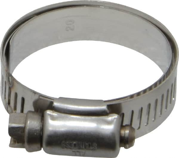 IDEAL TRIDON - SAE Size 20, 1 to 1-3/4" Diam, Stainless Steel Shielded Worm Drive Clamp - Material Grade 301, Series 615 - A1 Tooling