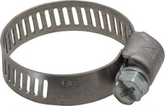 IDEAL TRIDON - SAE Size 10, 1/2 to 1-1/16" Diam, Stainless Steel Miniature Worm Drive Clamp - 5/16" Wide, Material Grade 301, Series 325 - A1 Tooling