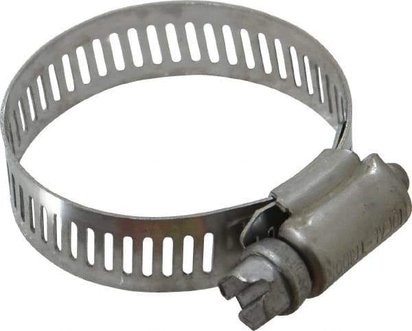 IDEAL TRIDON - SAE Size 20, 3/4 to 1-3/4" Diam, Stainless Steel Worm Drive Clamp - 1/2" Wide, Material Grade 201, Series 611 - A1 Tooling