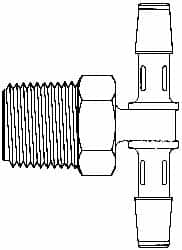 1/4″ Barb, 6/8 NPT, Kynar Single Barbed Tube Branch Tee Male, Natural (Color)