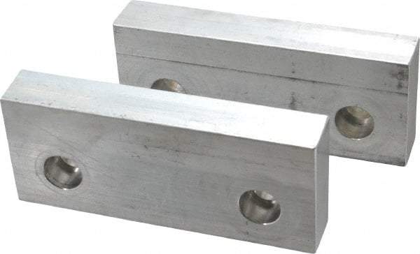 Gibraltar - 6" Wide x 2-1/2" High x 1" Thick, Flat/No Step Vise Jaw - Soft, Aluminum, Fixed Jaw, Compatible with 6" Vises - A1 Tooling