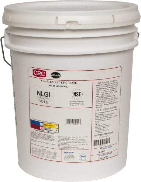 CRC - 35 Lb Pail Lithium Extreme Pressure Grease - Red, Extreme Pressure & Food Grade, 325°F Max Temp, NLGIG 2, - A1 Tooling