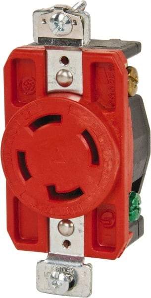 Cooper Wiring Devices - 250 VAC, 30 Amp, L15-30R NEMA, Isolated Ground Receptacle - 3 Poles, 4 Wire, Female End, Orange - A1 Tooling