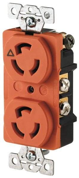 Cooper Wiring Devices - 125 VAC, 15 Amp, L5-15R NEMA, Isolated Ground Receptacle - 2 Poles, 3 Wire, Female End, Orange - A1 Tooling