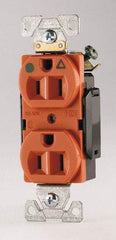 Cooper Wiring Devices - 125 VAC, 15 Amp, 5-15R NEMA Configuration, Orange, Hospital Grade, Isolated Ground Duplex Receptacle - 1 Phase, 2 Poles, 3 Wire, Flush Mount, Chemical, Heat and Impact Resistant - A1 Tooling