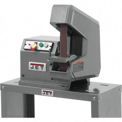 Jet - 42" Long x 1" Wide Belt Grinder - 0.75 hp, 115/230 Volts, 4,500 RPM Disc Speed, Vertical Belt, 5,500 Ft per min Belt Speed - A1 Tooling