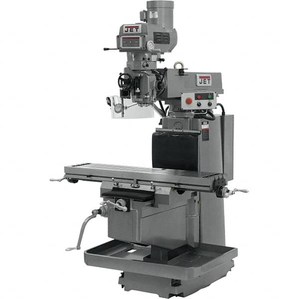 Jet - 12" Table Width x 54" Table Length, Variable Speed Pulley Control, 3 Phase Knee Milling Machine - NT40 Spindle Taper, 5 hp - A1 Tooling