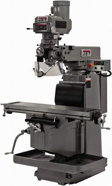 Jet - 12" Table Width x 54" Table Length, Variable Speed Pulley Control, 3 Phase Knee Milling Machine - R8 Spindle Taper, 5 hp - A1 Tooling