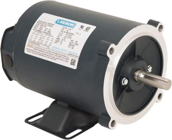 Leeson - 1/2 Max hp, 1,800 Max RPM, Electric AC DC Motor - 230/460 V Input, Three Phase, S56C Frame, C-Face with Base Mount, TENV Enclosure - A1 Tooling